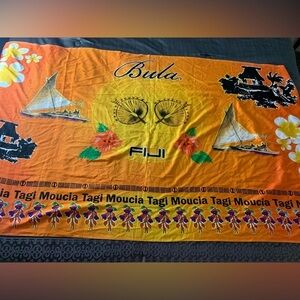 Vintage Fiji Bula Sarong Blanket Coverup Orange